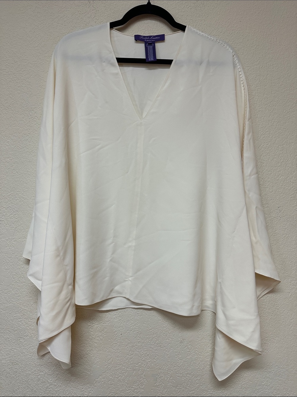 Ralph Lauren Purple Label womans Cream V-Neck Draped Tunic oversized 4